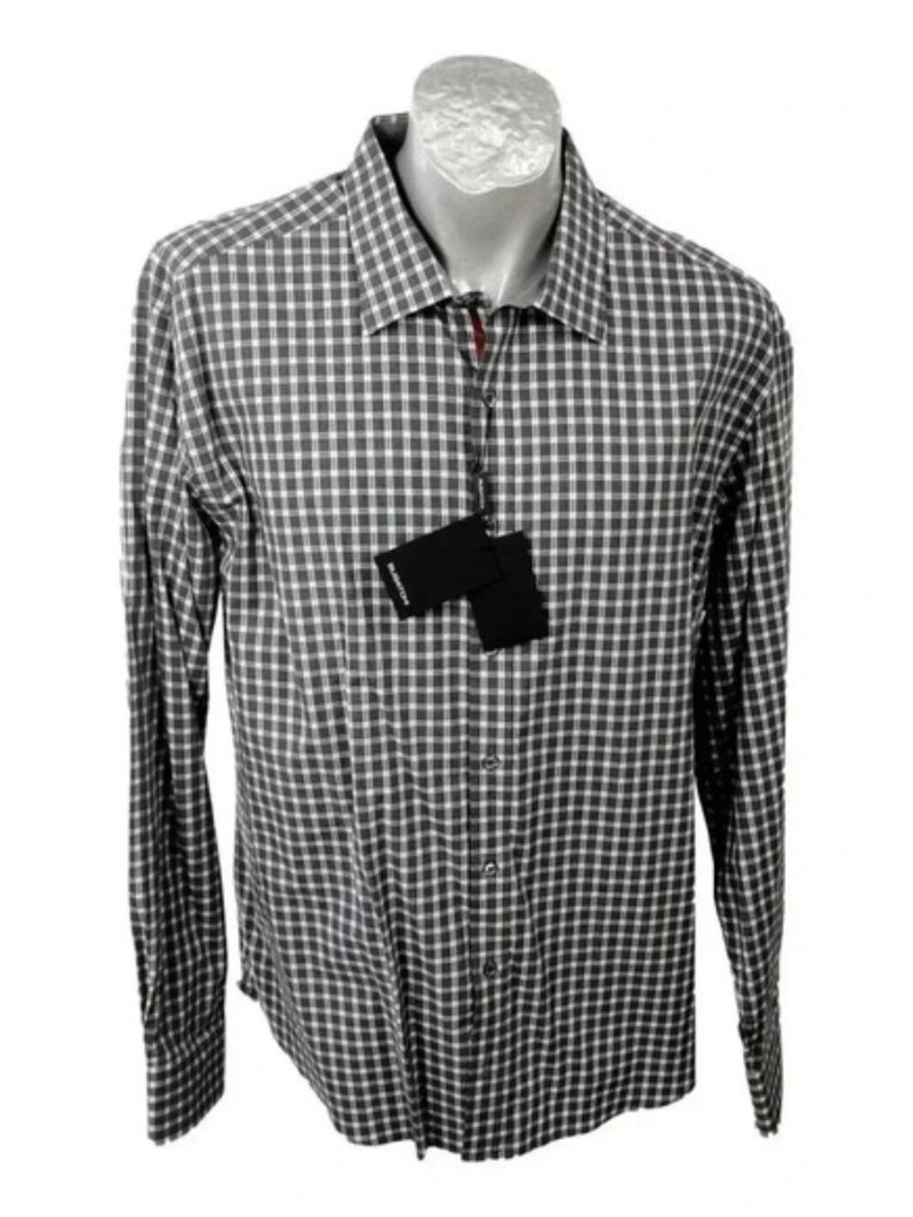 Mens Shirt Bugatchi Umo XXL Grey Black White‎ New Tags